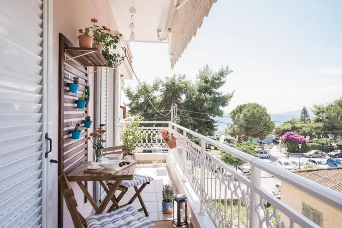 White stone apartment seafront in Zante town