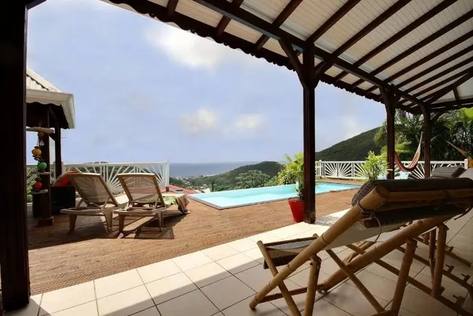 Villa Palmier rouge 3 ch piscine a debordement vue mer et vegetation